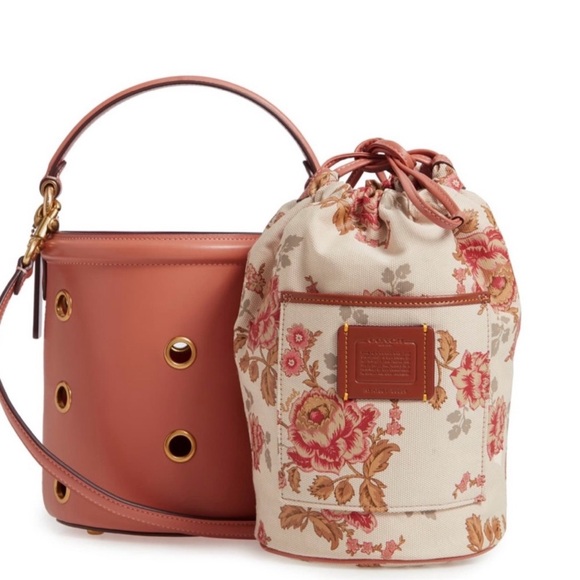Coach Drawstring Bucket bag  in Pink with Grommet and charm - Picture 11 of 13